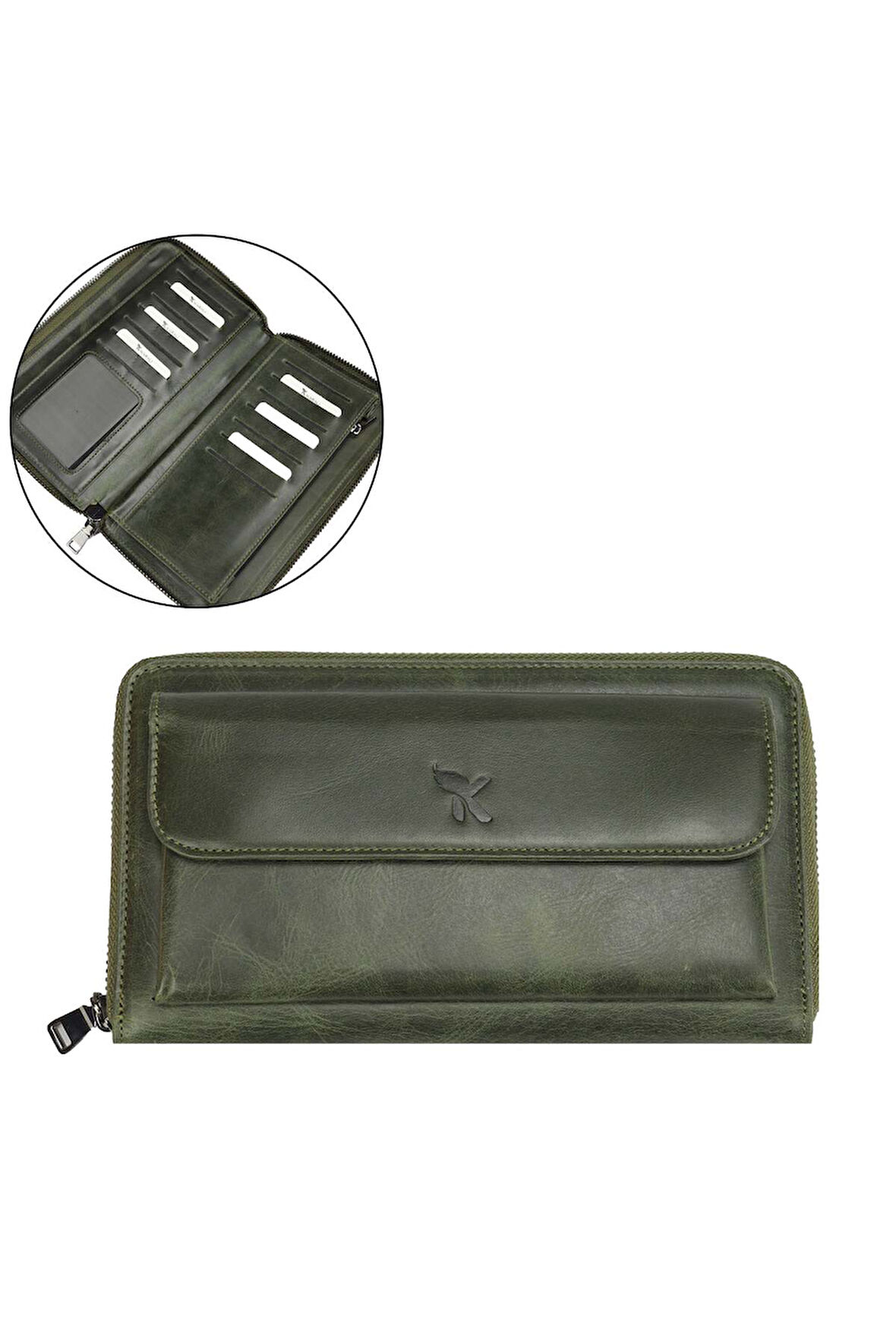 Deri Unısex Portföy Cüzdan Yeşil BC426-7