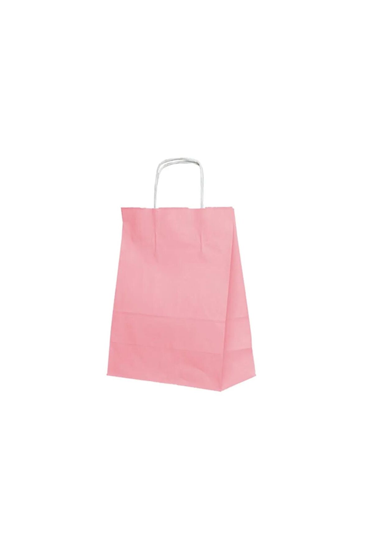 Büküm Saplı Kağıt Çanta Pembe 18X24