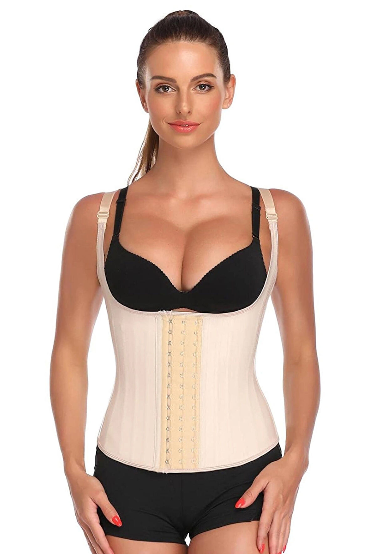Dr.Fitto Latex Çelik Balenli Kopçalı Vücut Şekillendirici Askılı Tip Korse Dr301