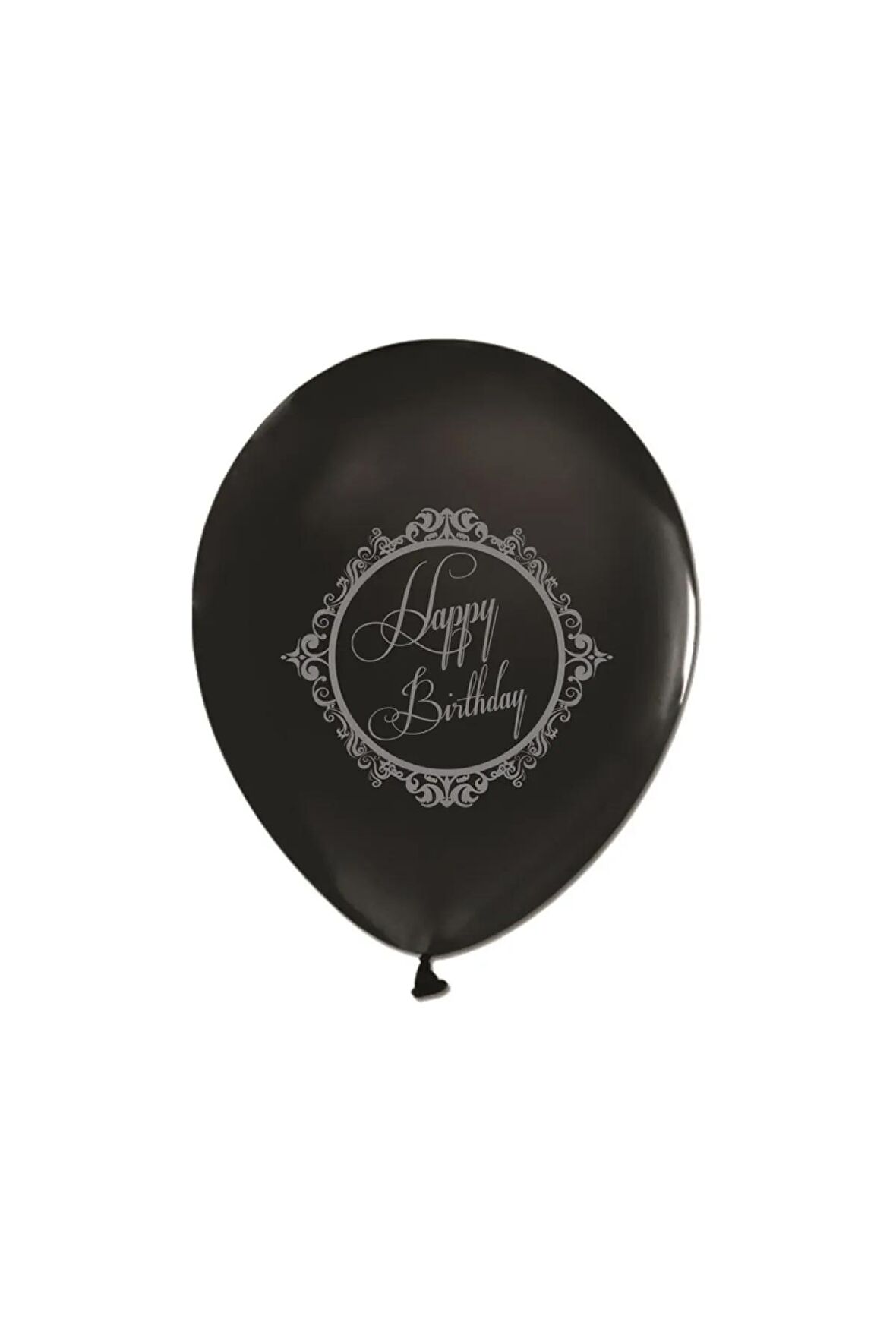 Çepeçevre Balon Happy Birthday Gümüş Baskılı Siyah 10'lu