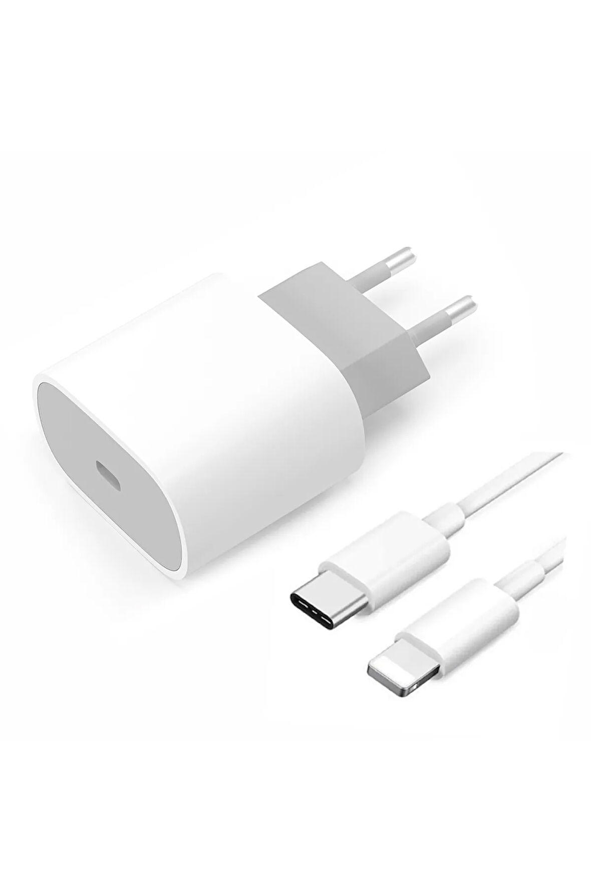 iOS iPhone 20W 3A Hızlı Şarj Aleti PD Beyaz Renk Type-C Lightning Kablolu (MFI Uyumlu - Lisansılı)