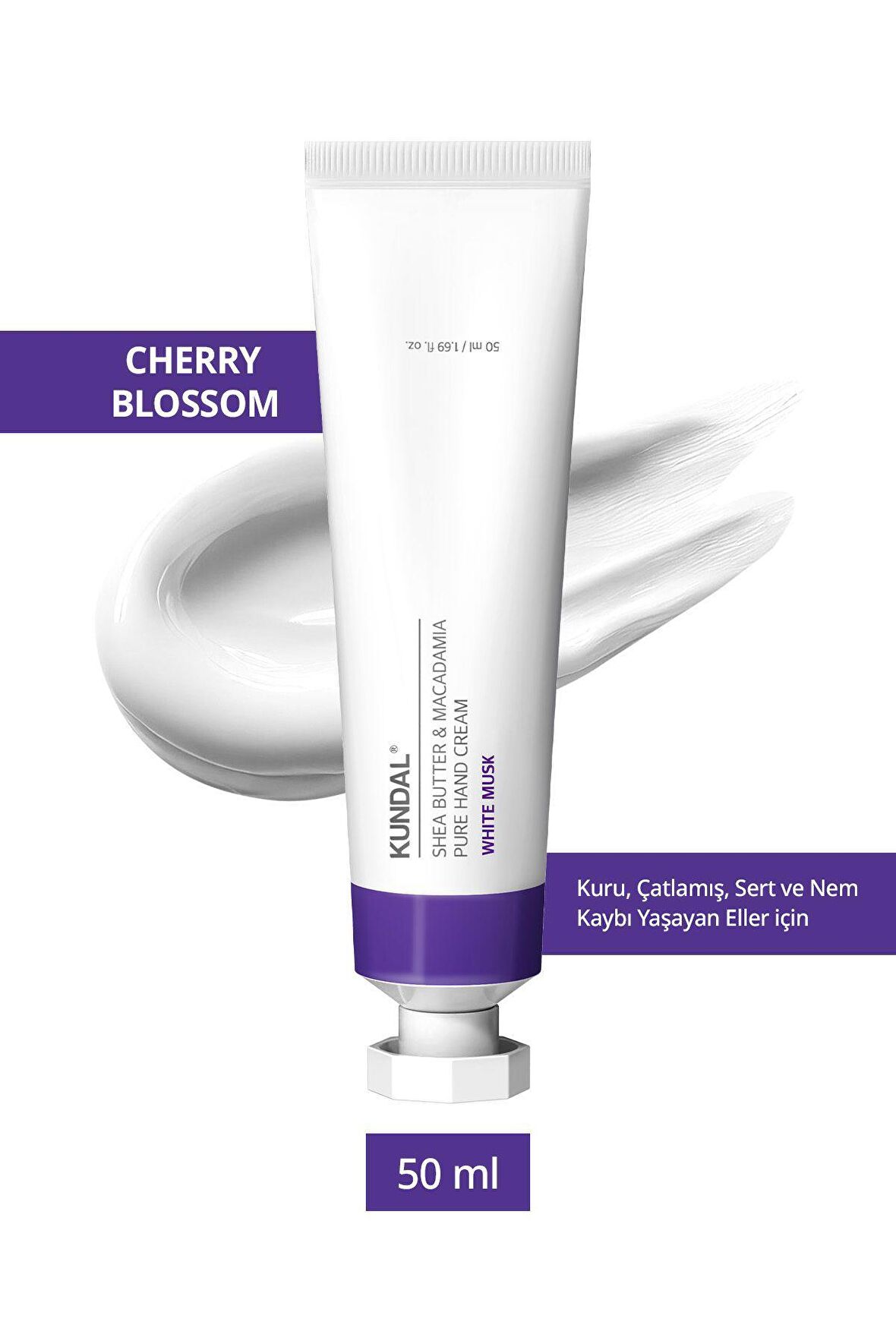 Yoğun Nem Veren Besleyici El Kremi Kundal Shea Butter & Macadamia Pure Hand Cream 50ml (White Musk)