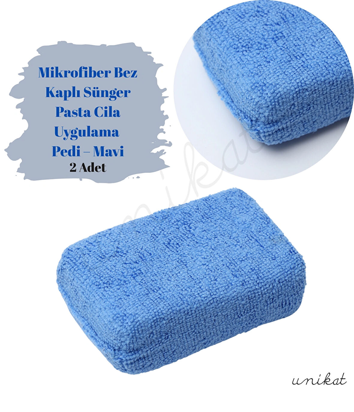 Mikrofiber Bez Kaplı Sünger Uygulama Pedi – Mavi - 2Adet