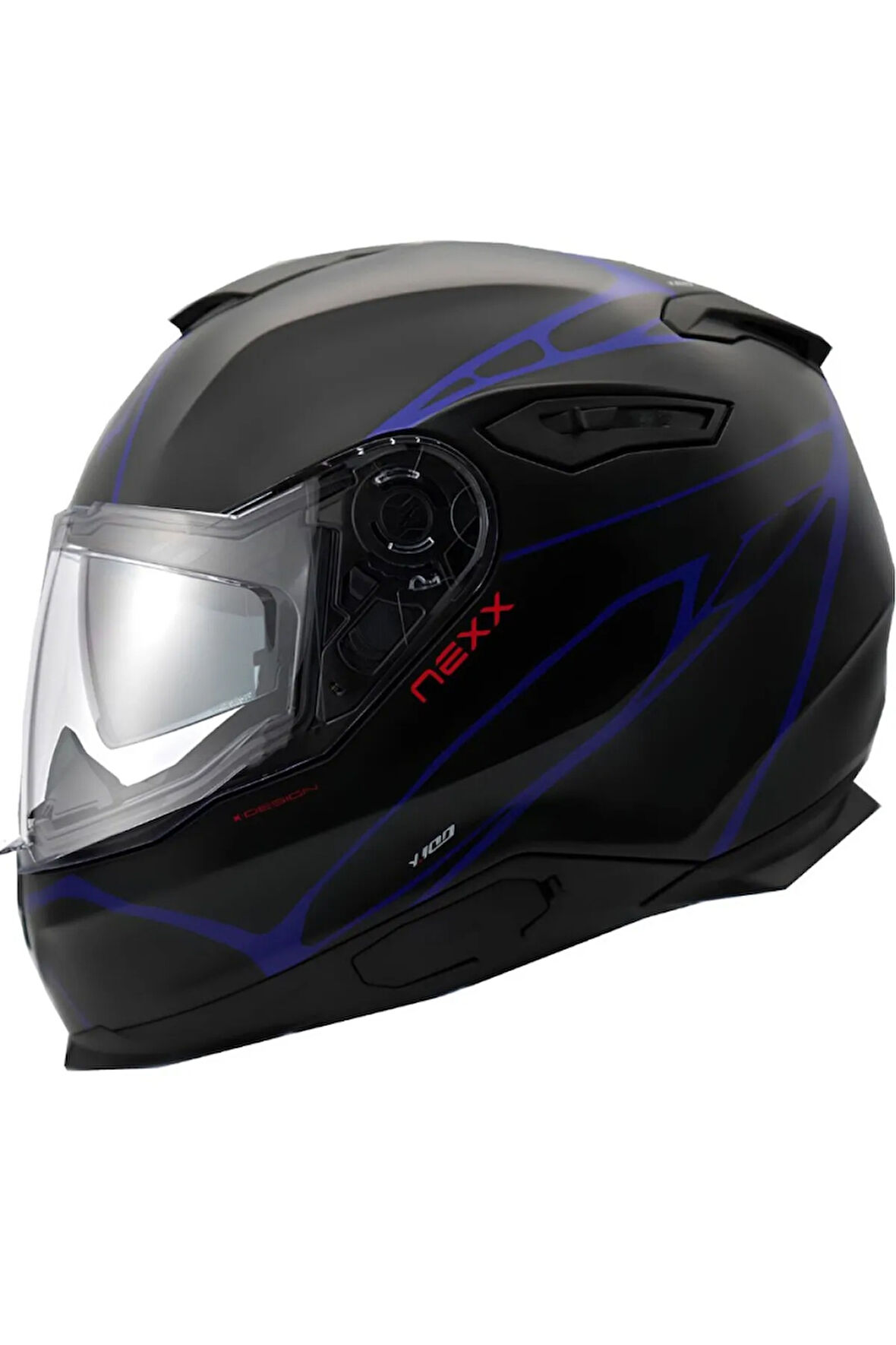 Y.100R REACT MAT SİYAH-MAVİ KASK
