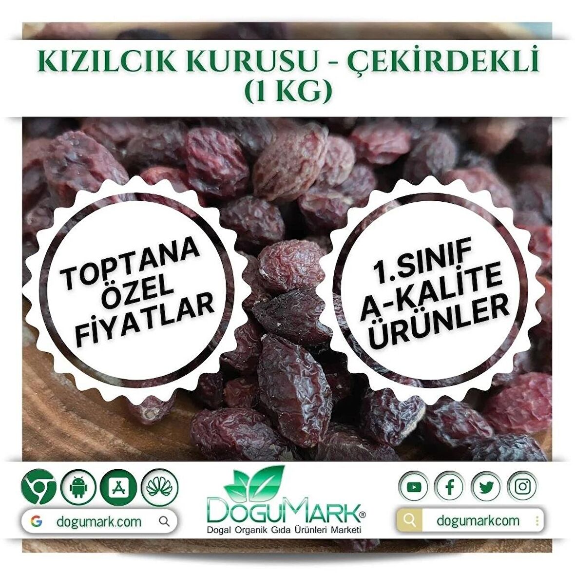 Kızılcık Kurusu – Çekirdekli (1 Kg)