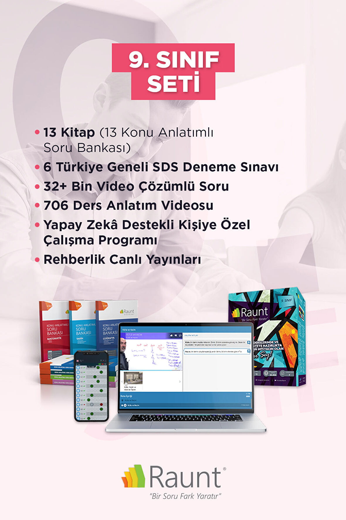 9. Sınıf (13 Kitap, Cep/Web) Yapay Zekalı, Kişisel Çalışma Planlı Ders Destek Seti