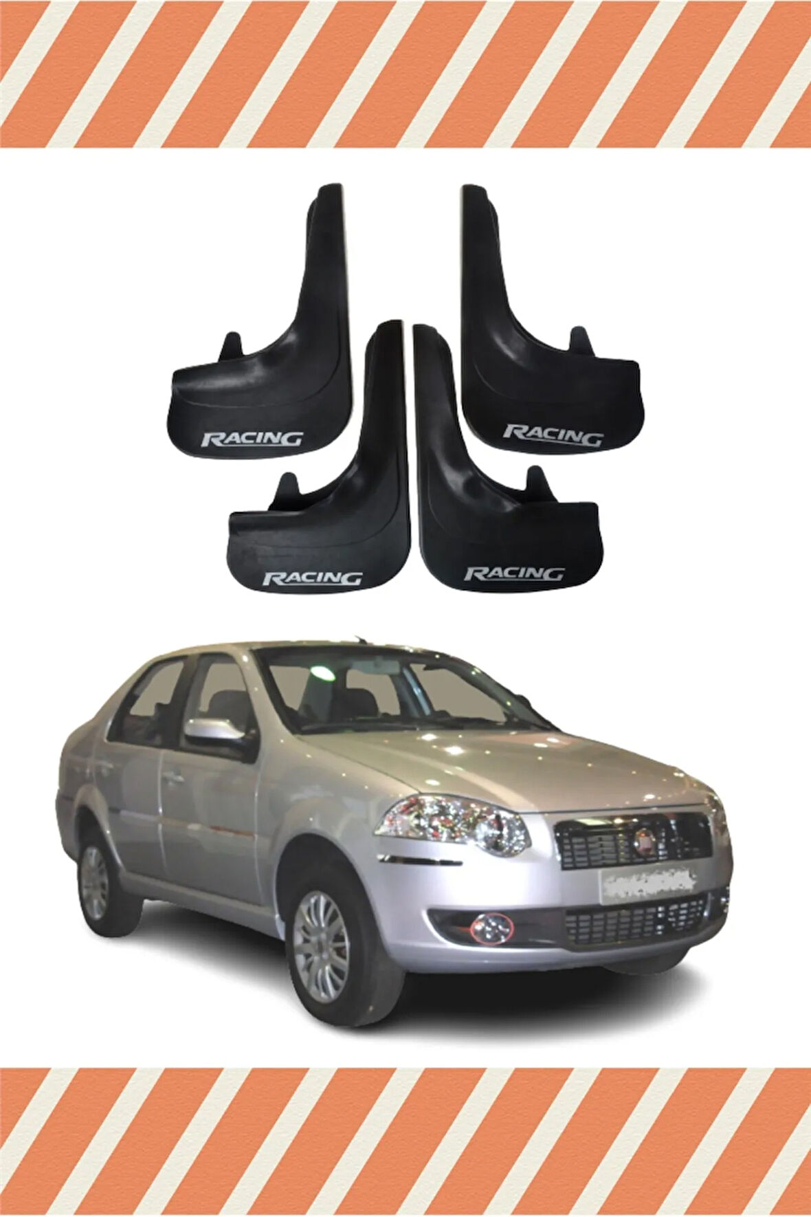 Fiat Siena Racing yazılı 4’lü tozluk çamurluk paçalık kaliteli ve sağlam malzeme