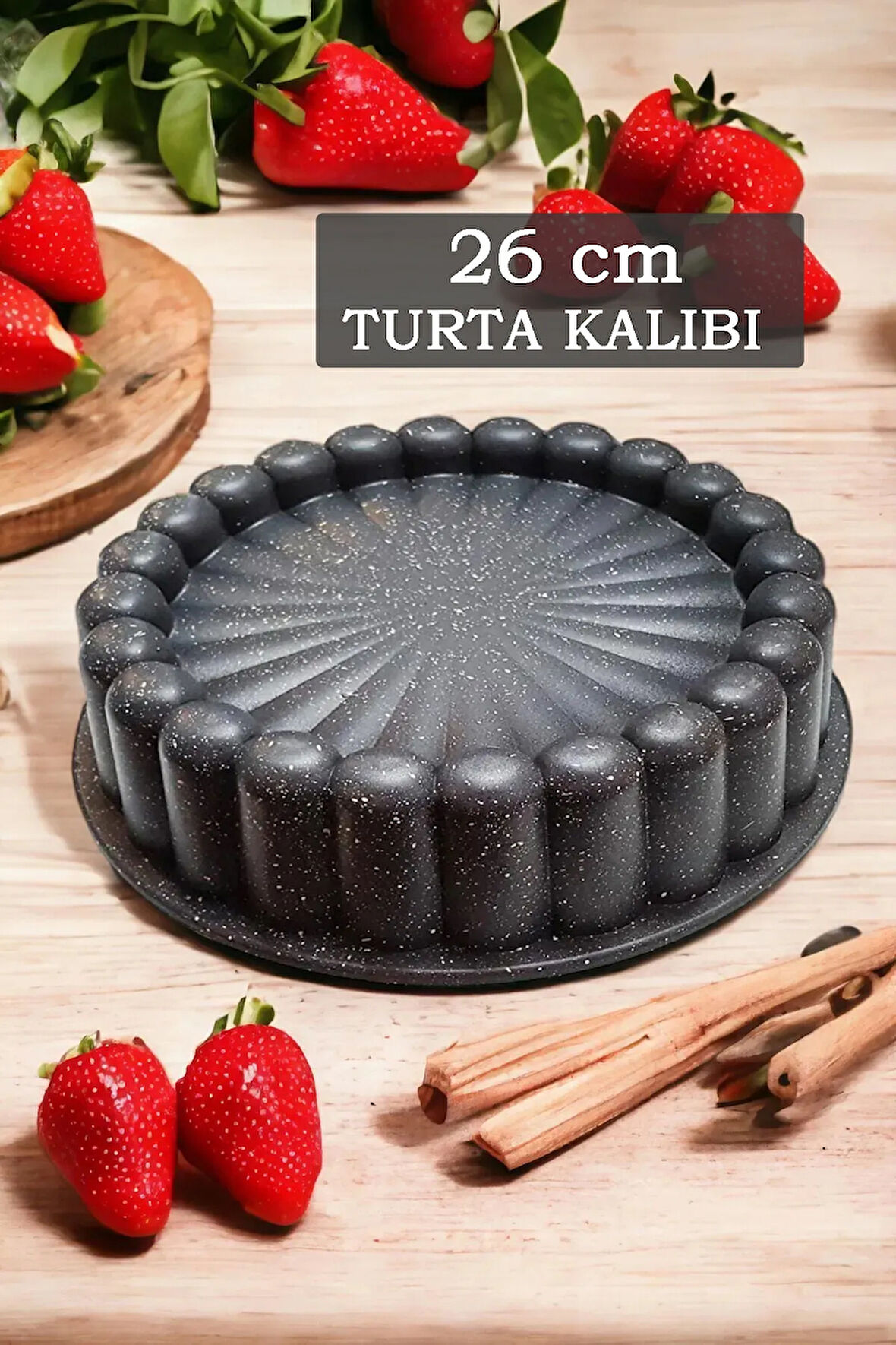26 cm Mesa Granit Döküm Tart Kalıbı - Dilimli Turta Kalıbı Kek Kalıbı