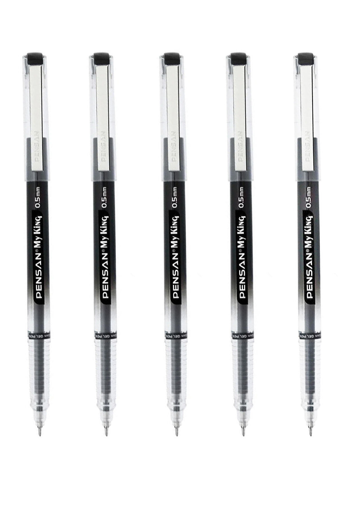 My King İğne Uçlu Metal Klipsli Jel Tükenmez Kalem 0.5 Mm Siyah - 5 Adet