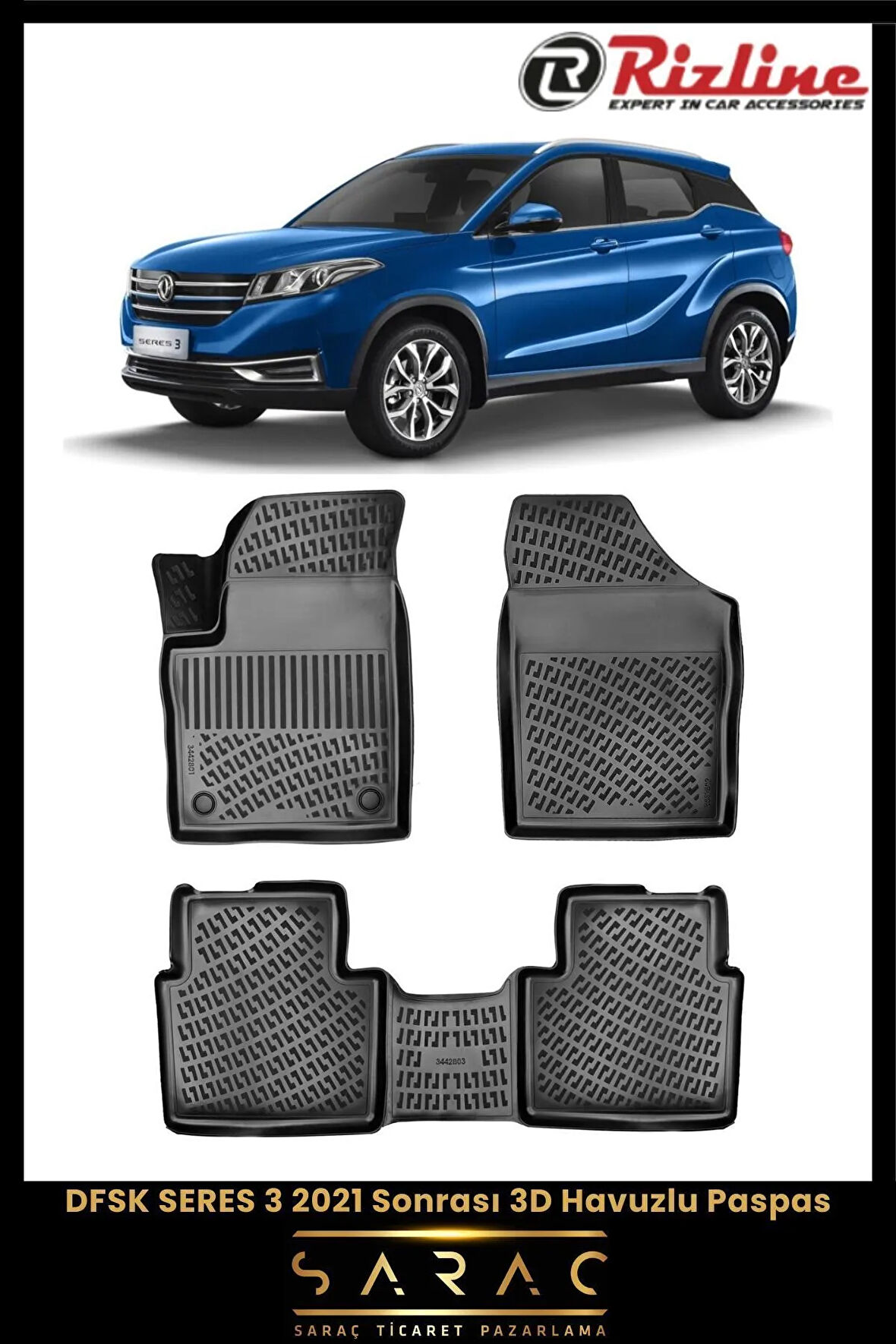 Rizline DFSK Seres 3 2021 Model 3D Havuzlu Paspas