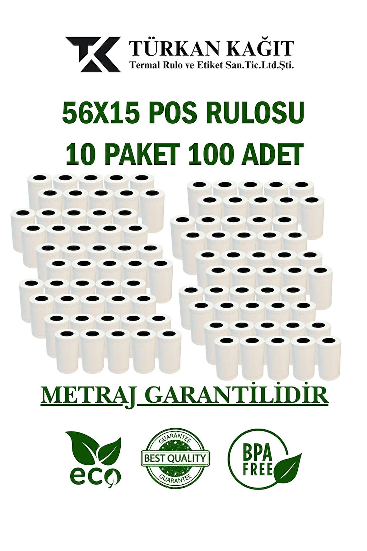 56x15 Termal Rulo - Yazarkasa Pos Rulosu - 10 Paket 100 Adet