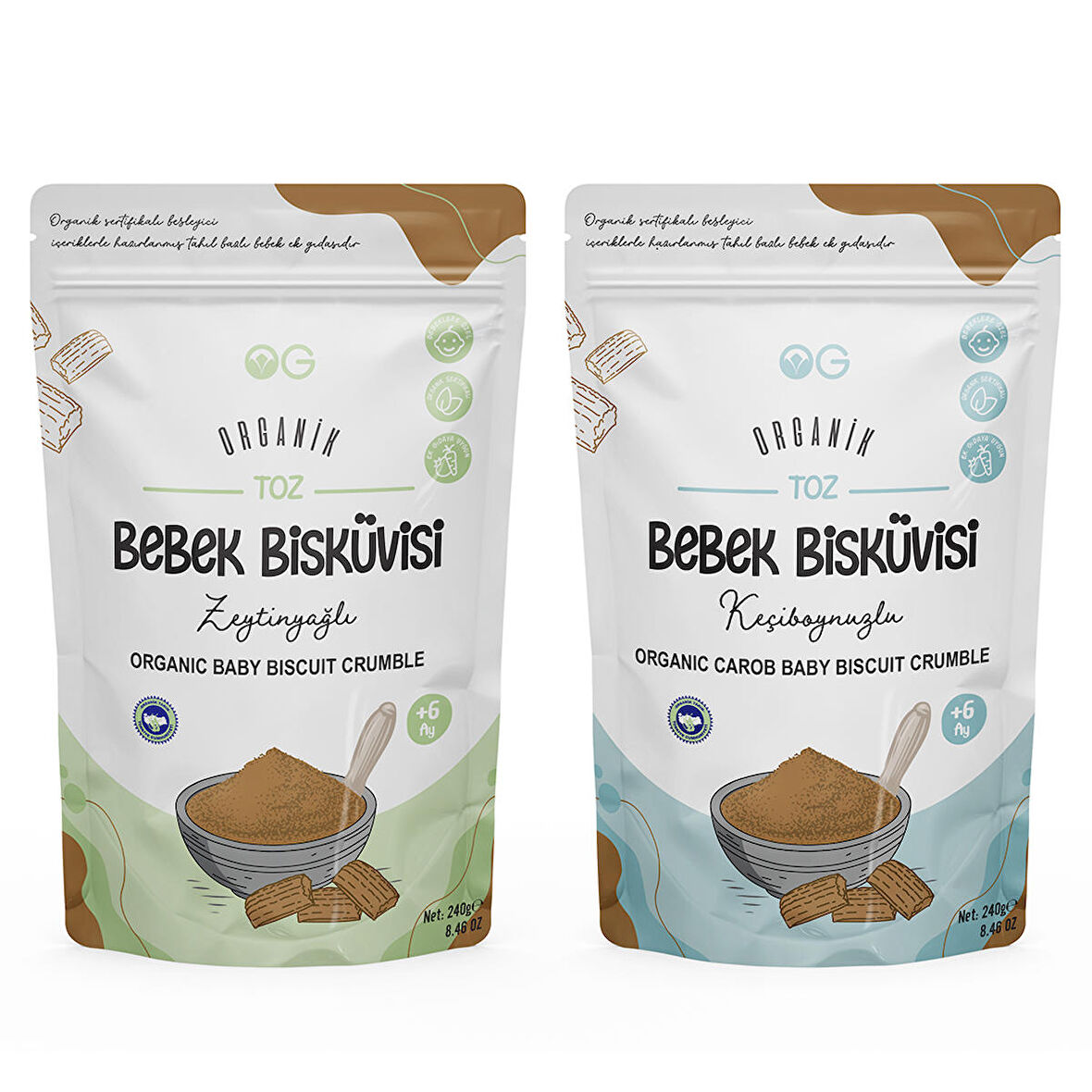 Organik Keçiboynuzlu Ve Zeytinyağlı Bisküvi Tozu Seti +6 Ay