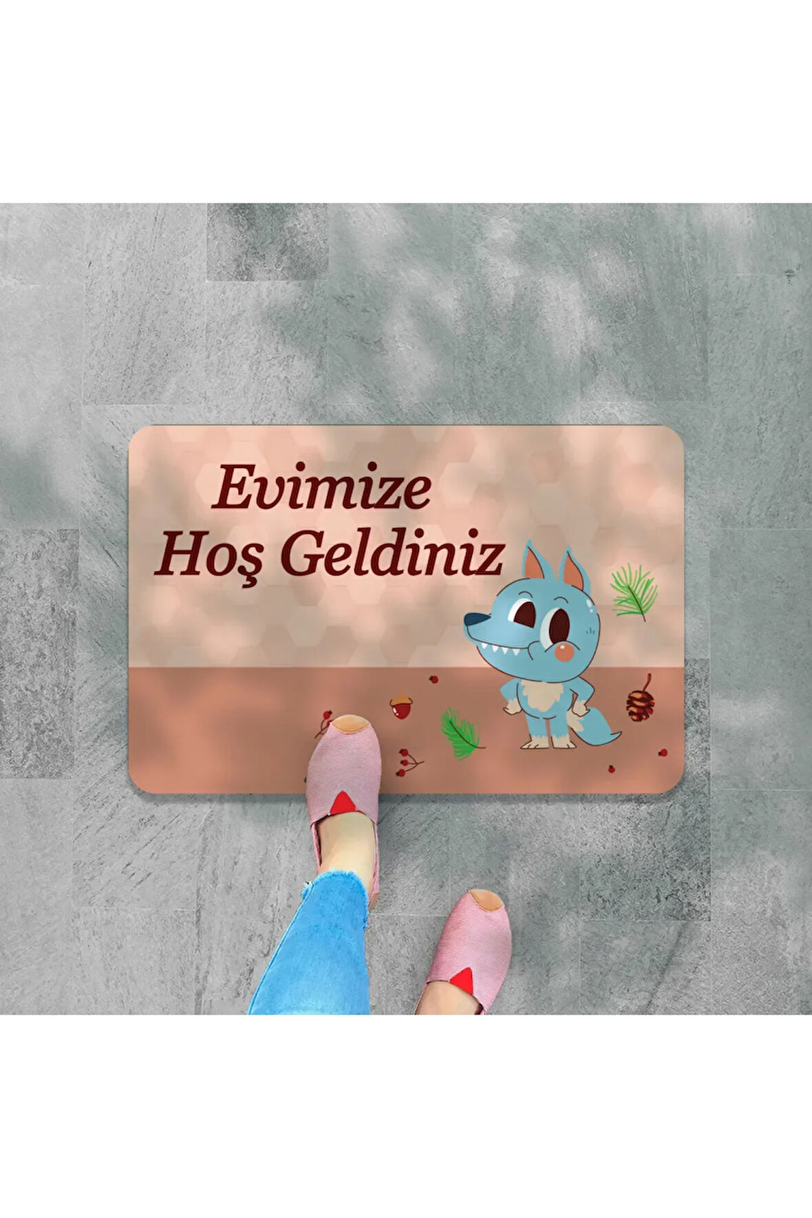hoş geldiniz yazılır Dekoratif Dış Kapı Önü ve Iç Mekan Paspası yıkanabilir