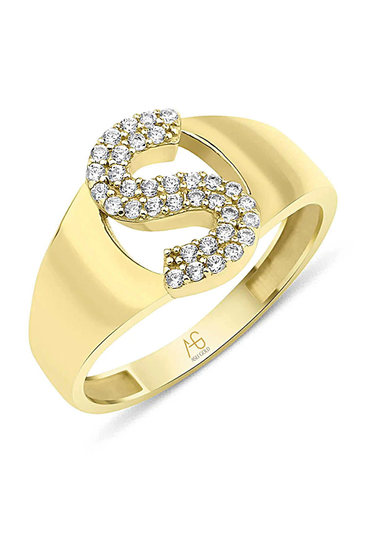 Altın Taşlı S Harf Yüzük