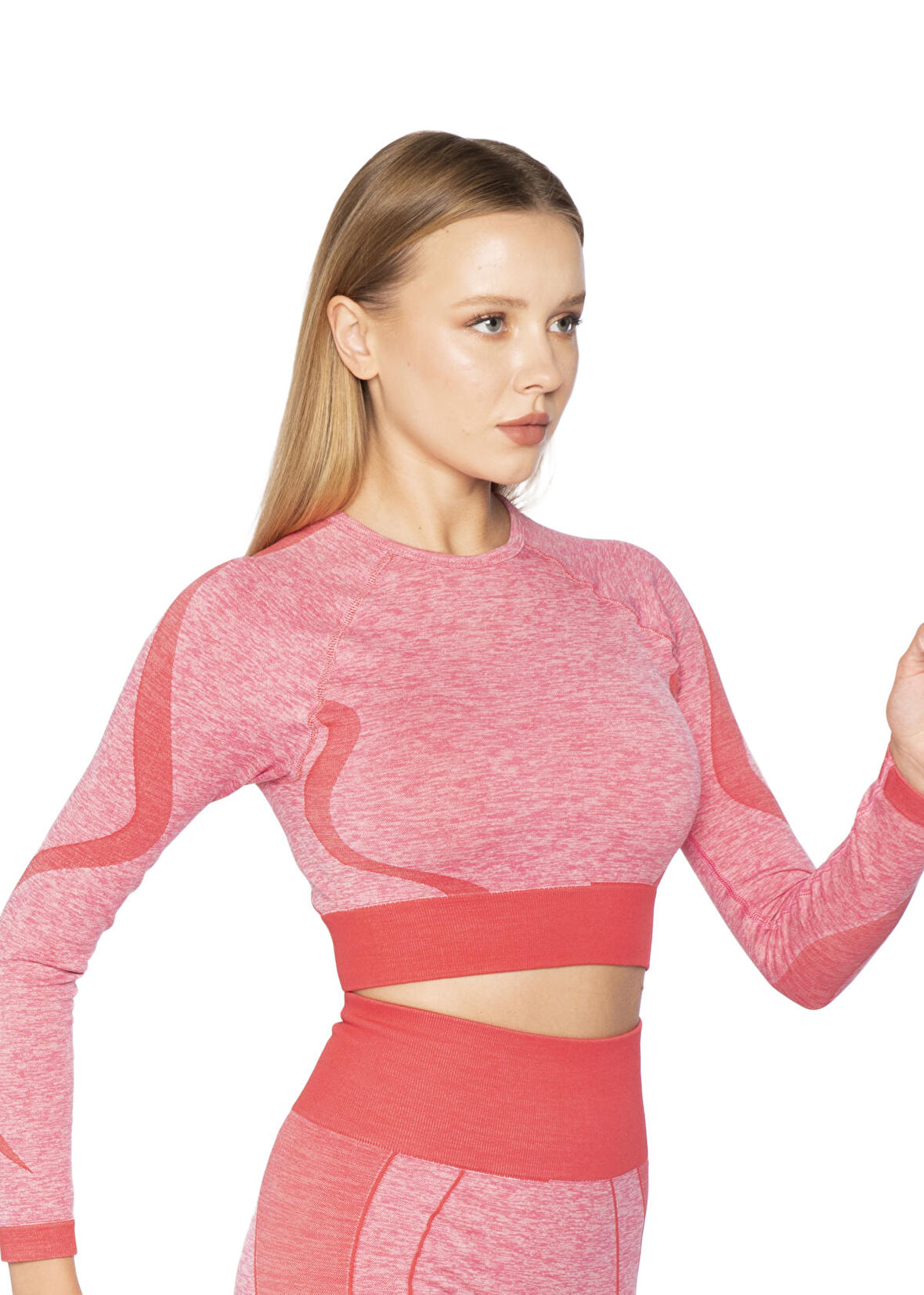 Formeasy 8500 Uzun kollu Melanj Seamless Crop Top