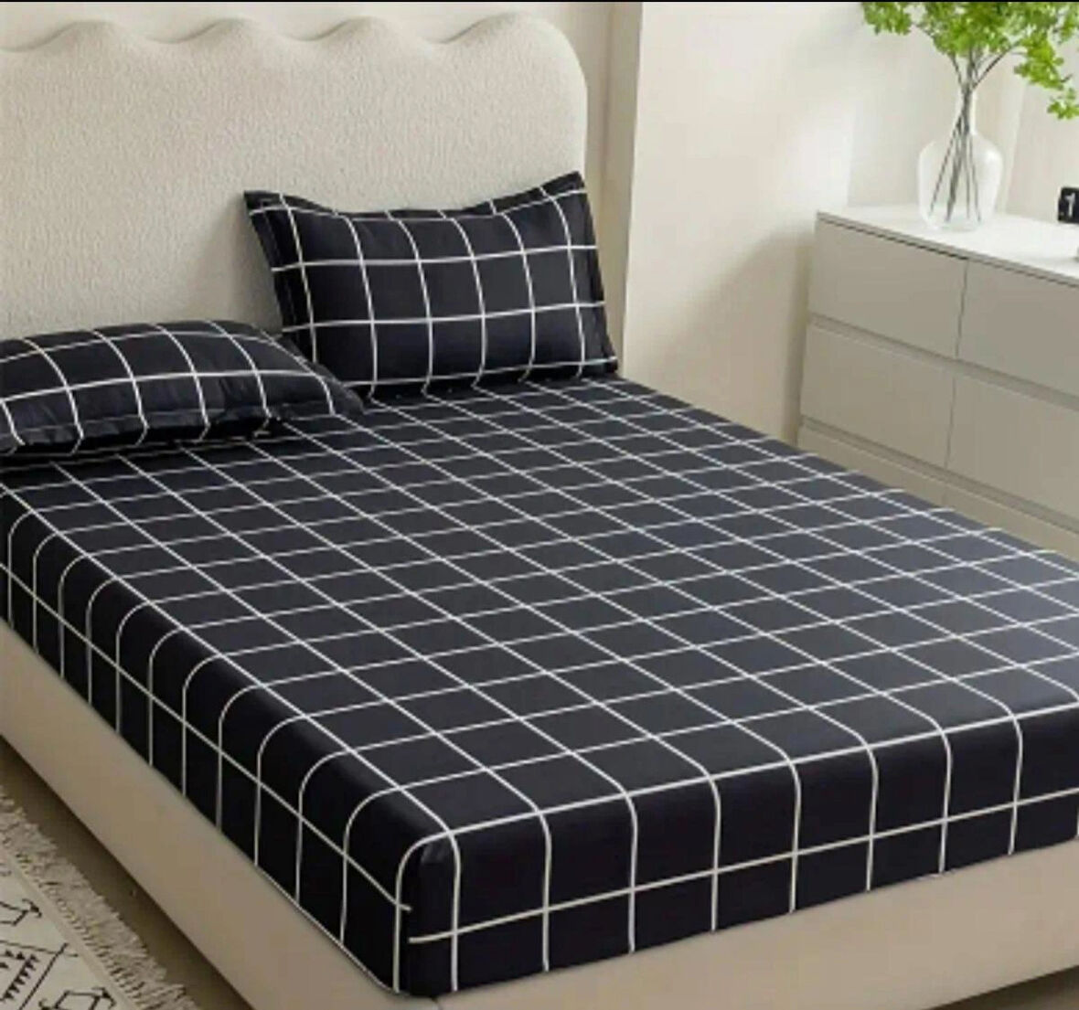 Kare Desenli Ranforce Lastikli Çarşaf Seti 100 X 200