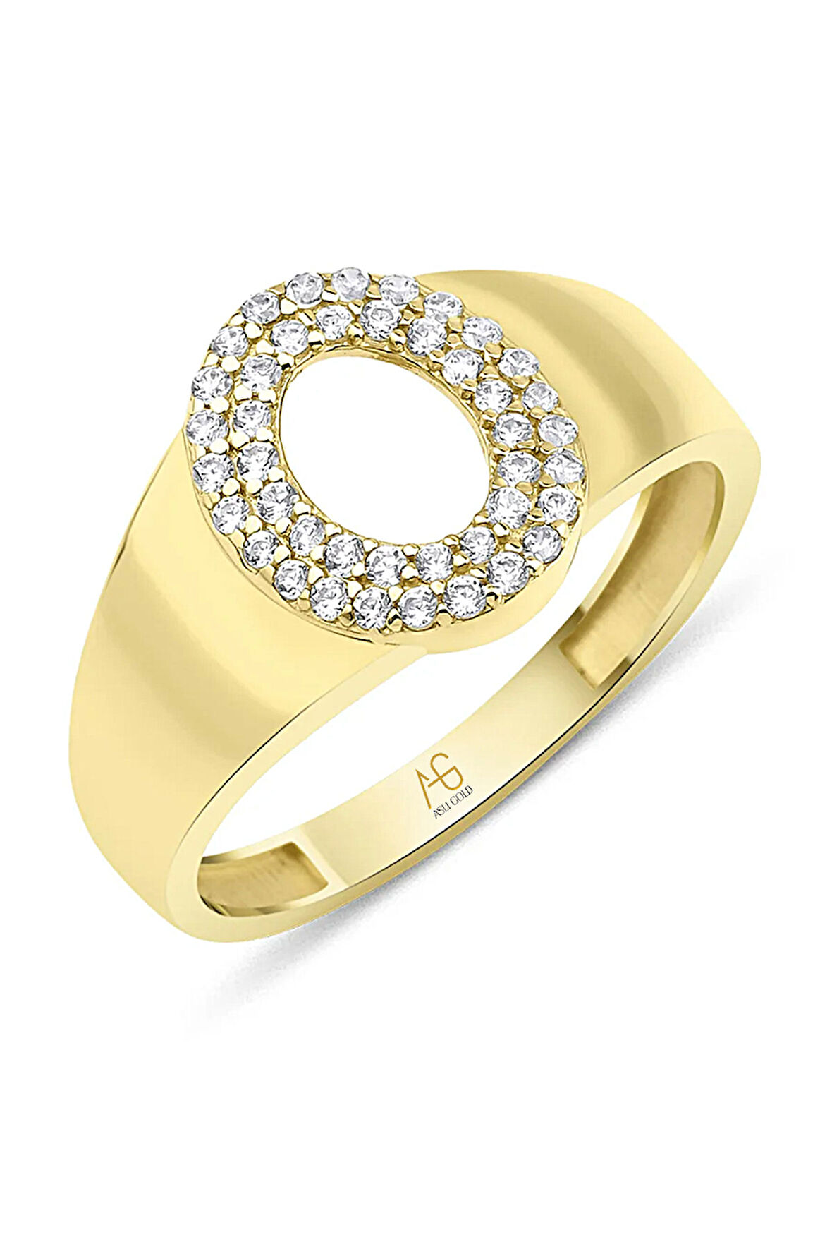 Altın Taşlı O Harfi Yüzük