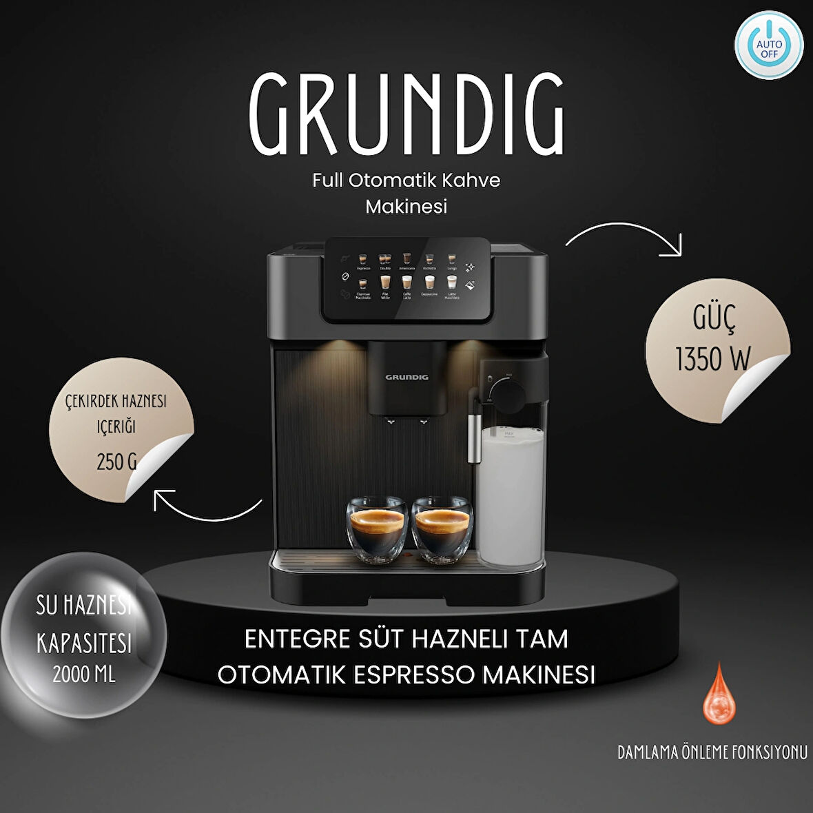 Grundig Espresso Inox Delisia Tam Otomatik Espresso Makinesi,KVA 8230 