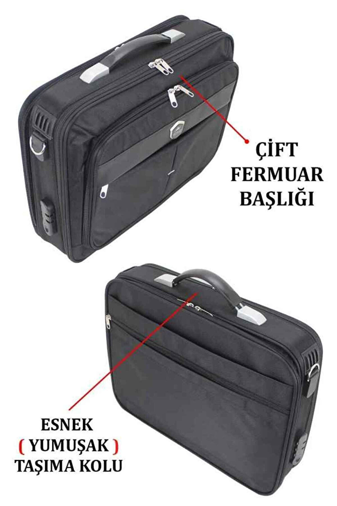 Case Club 217 Kasalı Büyük Boy 17.3 inç Su Geçirmez Kumaş Laptop Bölmeli Evrak Çantası 