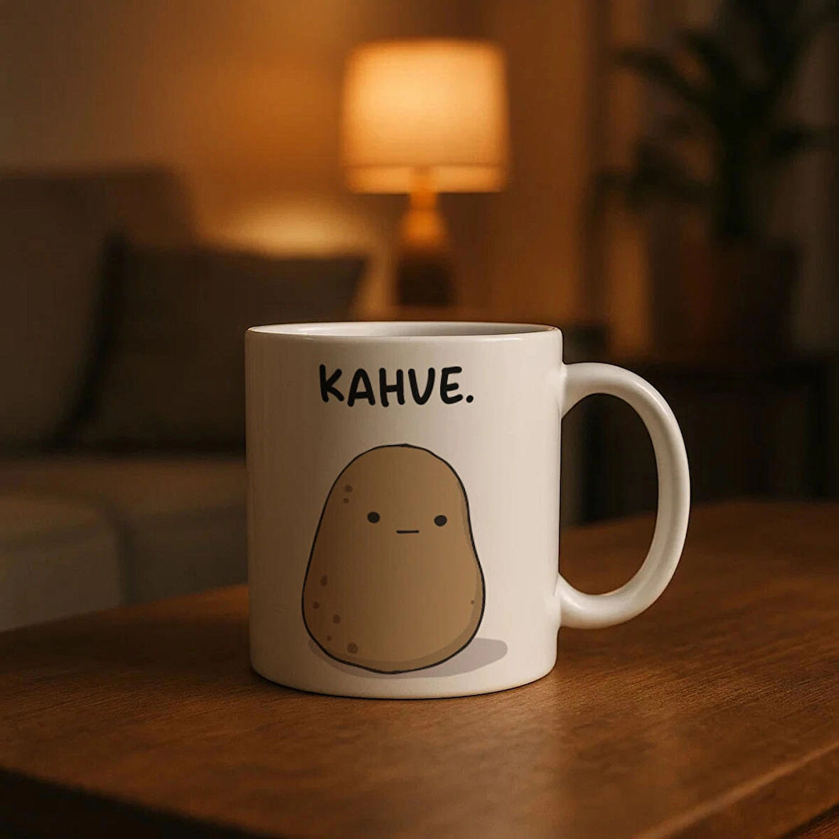 Kahve İsteyen Patates Baskılı Kupa Bardak