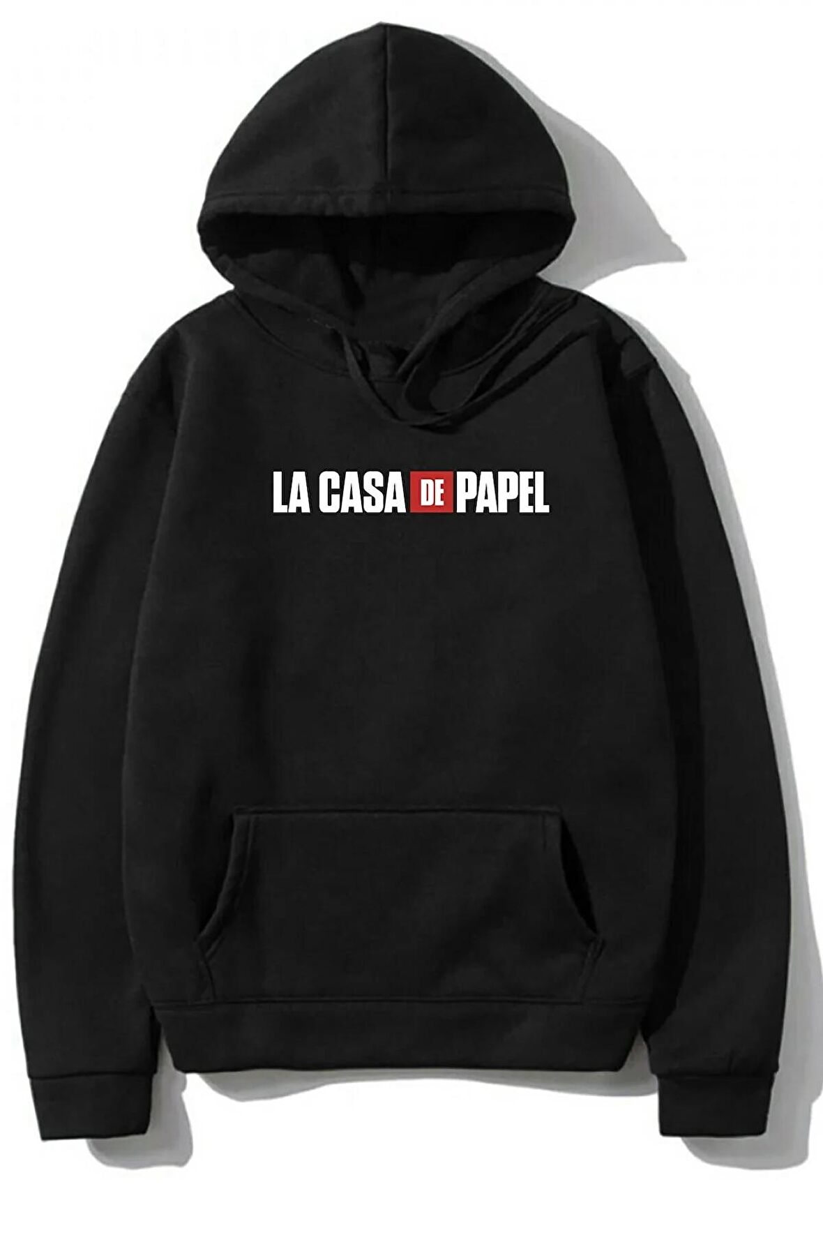 Unisex La Casa De Papel Siyah Kapüşonlu % 100 Pamuk 3 Iplik Hoodie Sweatshirt