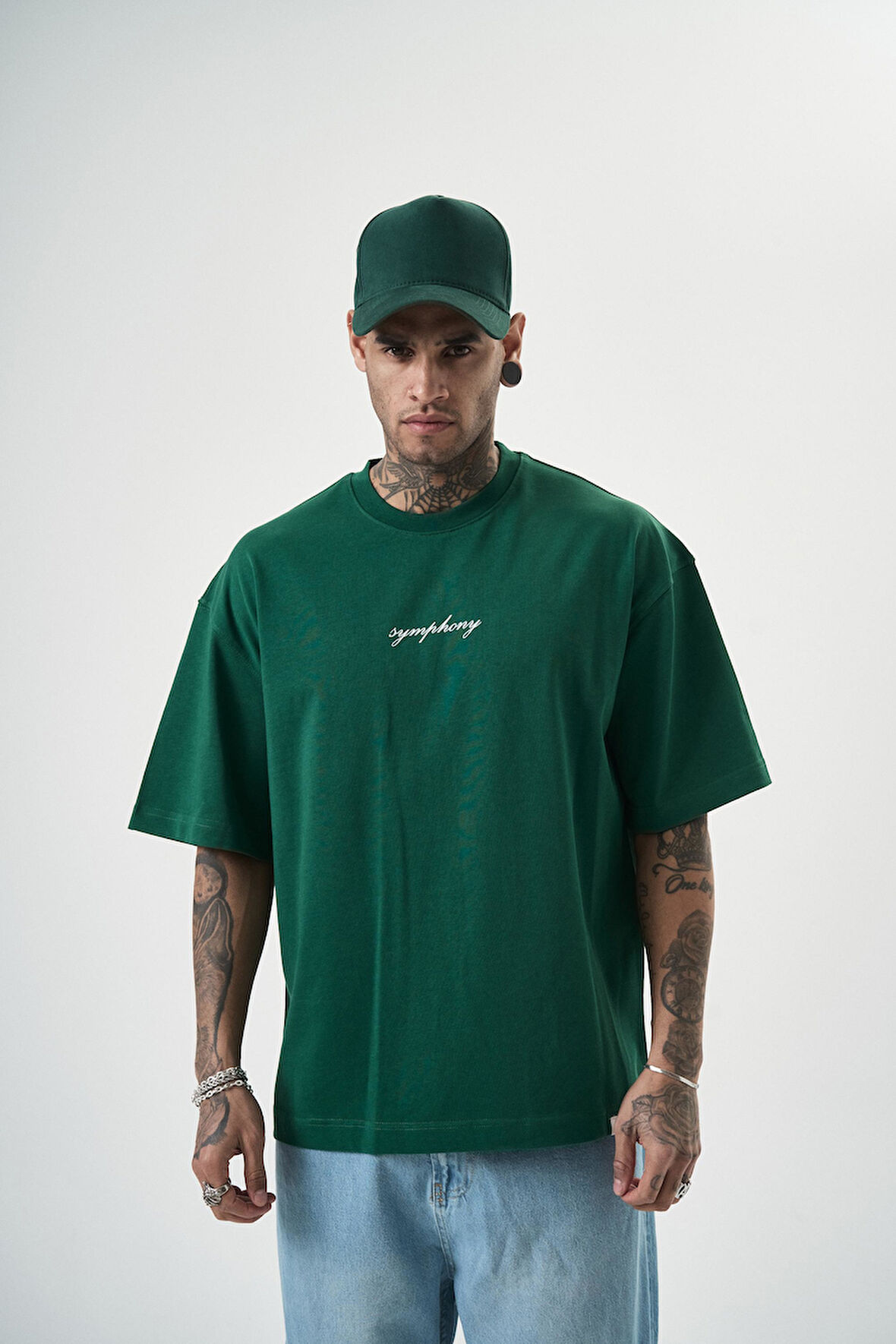 Erkek Symphony Baskılı Oversize T-Shirt Nefti