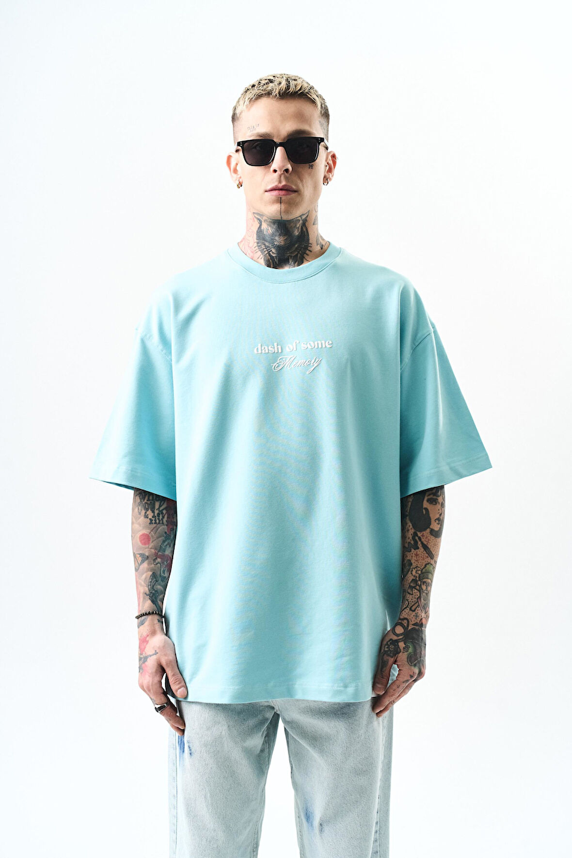 Erkek Memory Baskılı Oversize T-Shirt Bebe Mavi