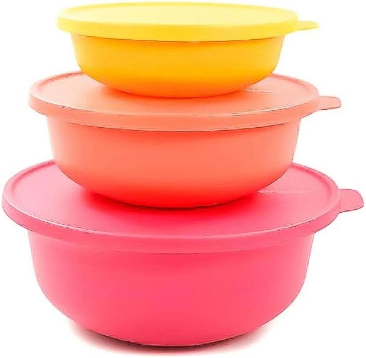 Tupperware Aloha 2L Açık Pembe + 1L Somon + 450ml Sarı Kase Servis Kasesi