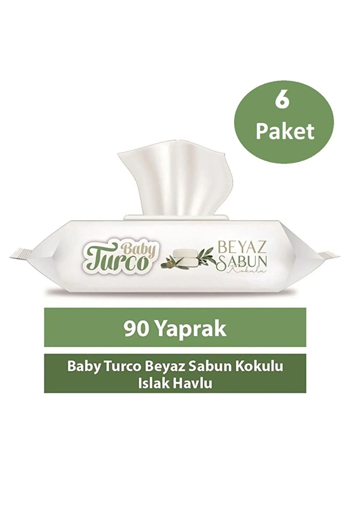 Turco Baby Islak Havlu 90'lı Beyaz Sabun X6 Adet