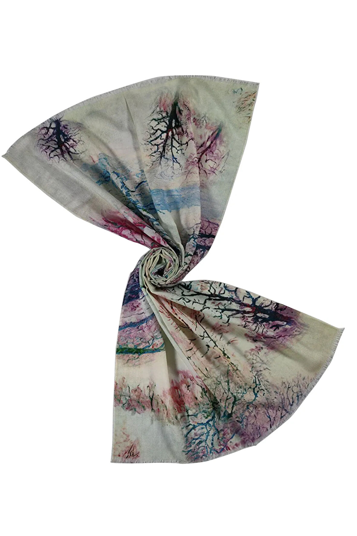 Mısırlı Eşarpları Desenli Yün Şal 75x190