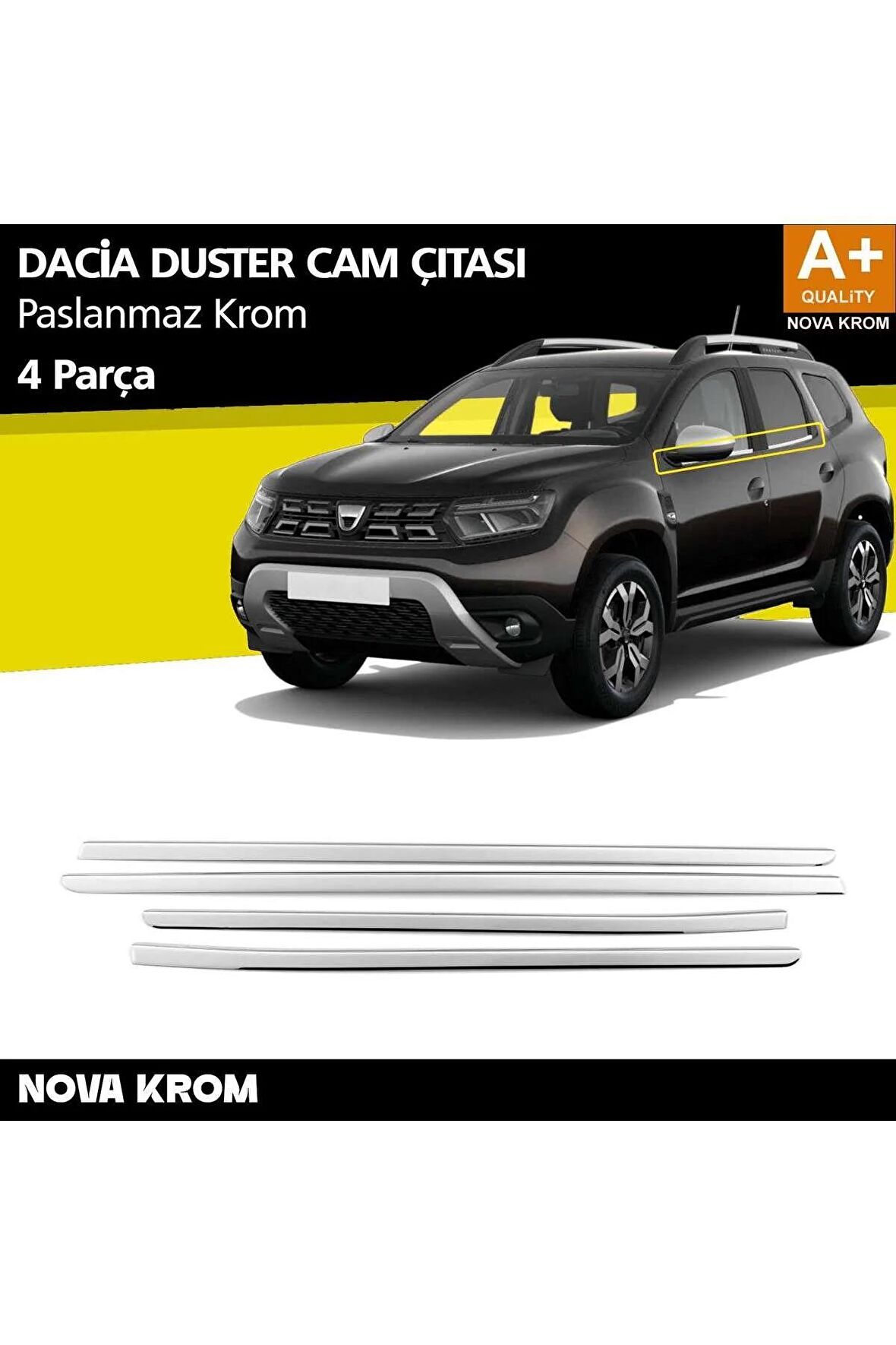 Dacia Duster Krom Cam Çıtası 4 Prç. 2018 Üzeri