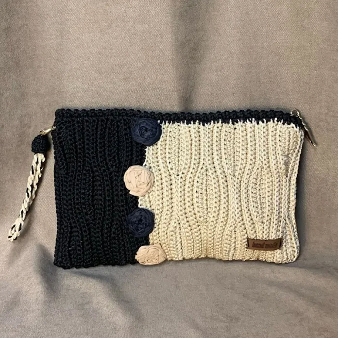 Uretti - Meryem 7194 - El Örgüsü Makrome İp Tığ İşi Clutch Çanta
