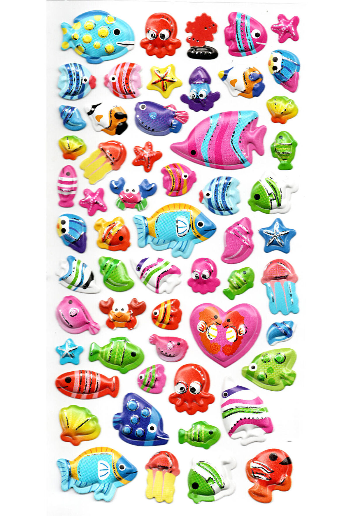 Sticker Kabartmalı Stiker Defter, Planlayıcı Etiket (limlra-034) - 17X9 cm - Balıklar