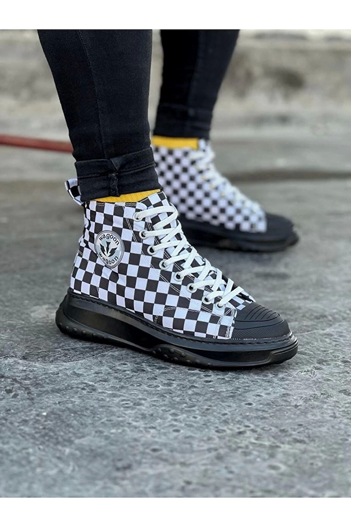 017 Damalı Erkek Yarım Bilek Casual Ayakkabı
