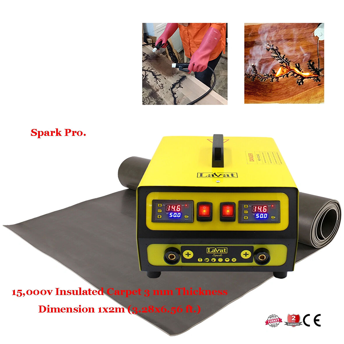 Lichtenberg Ahşap Yakma Makinesi Spark Pro., Yalıtımlı Halı