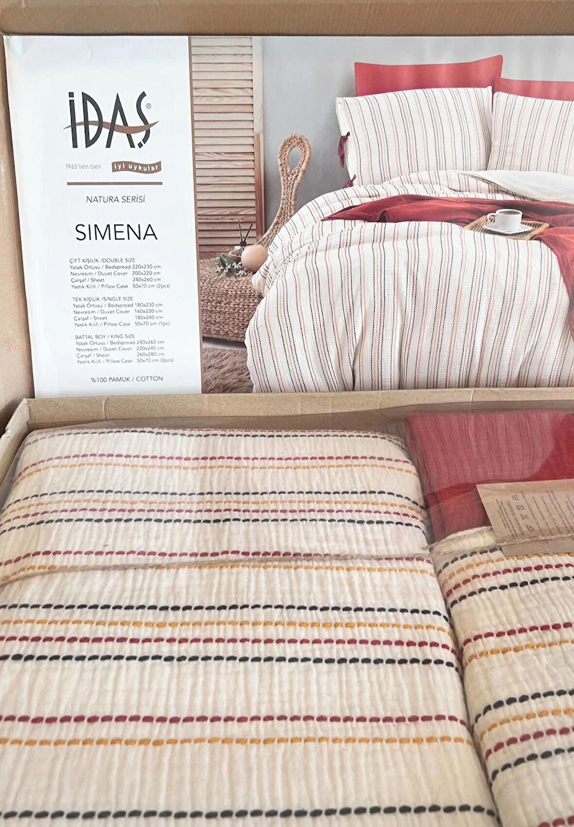 İdaş Sımena Çift Kişilik  Yatak Örtülü Nevresim Takımı