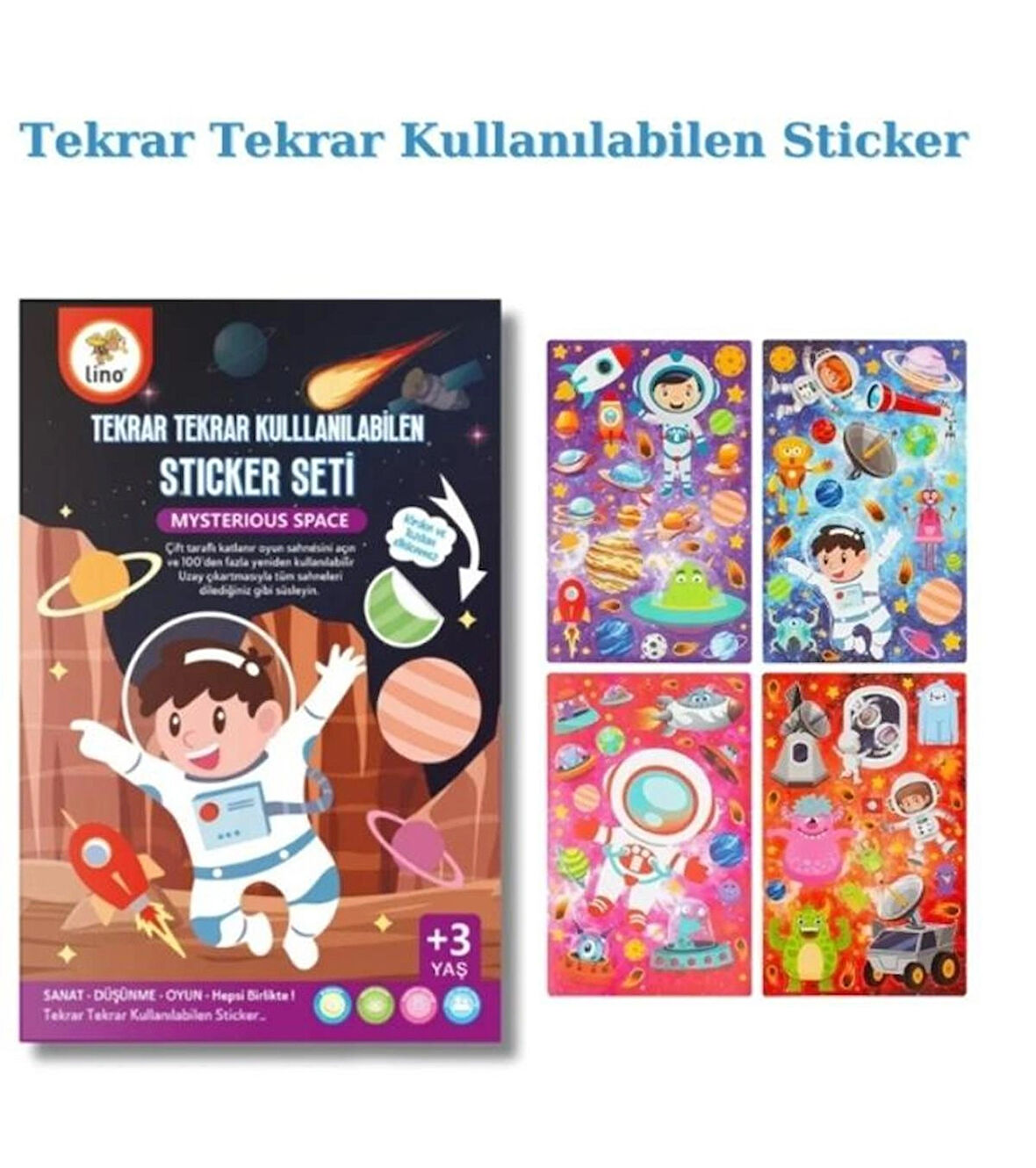 Tekrar Tekrar Kullanılabilen Sticker Seti -SPACE - Uzay