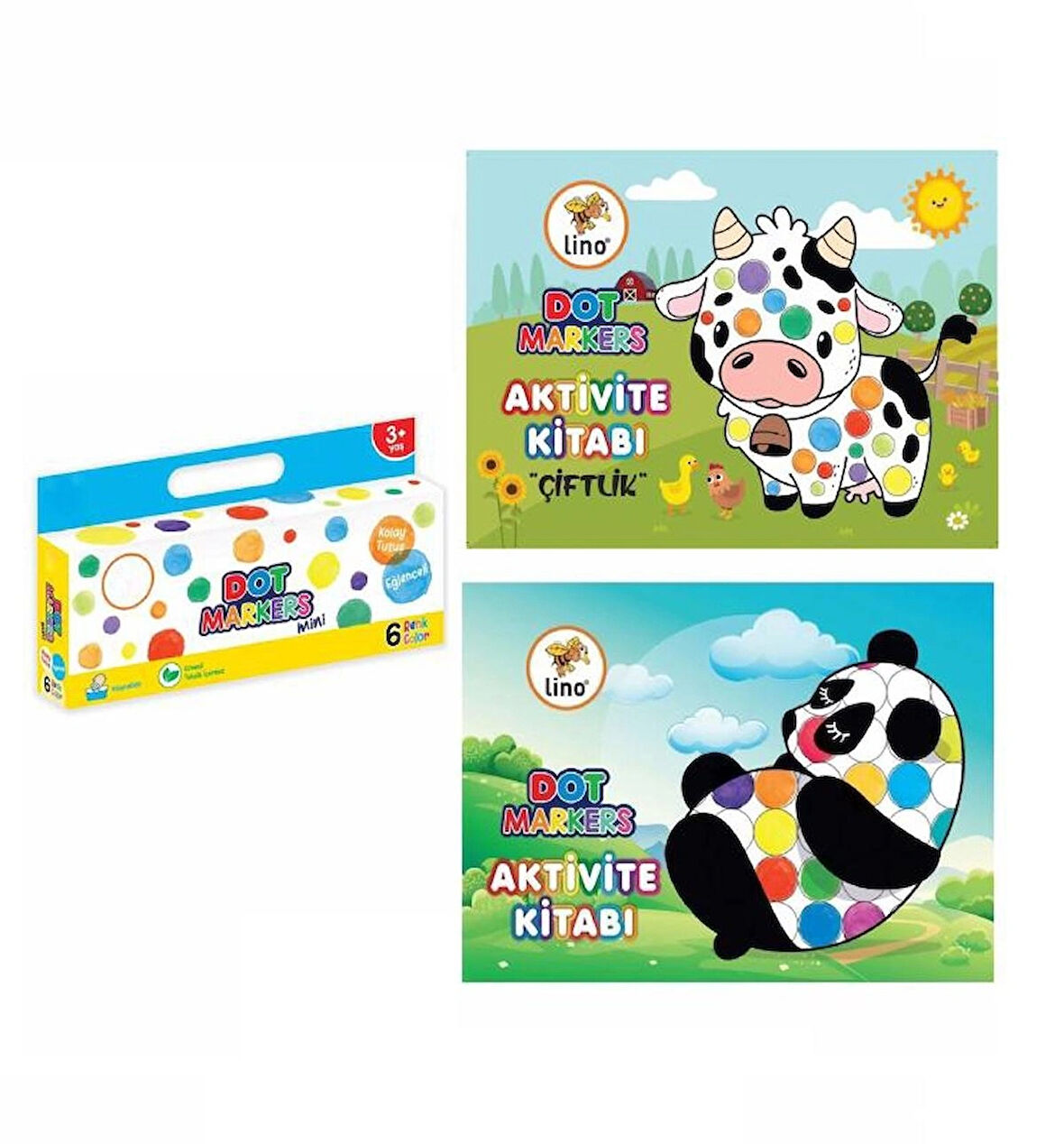 2’li Dot Marker Boyama Kitabı + Mini Dot Marker 6’lı Boya Kalemleri