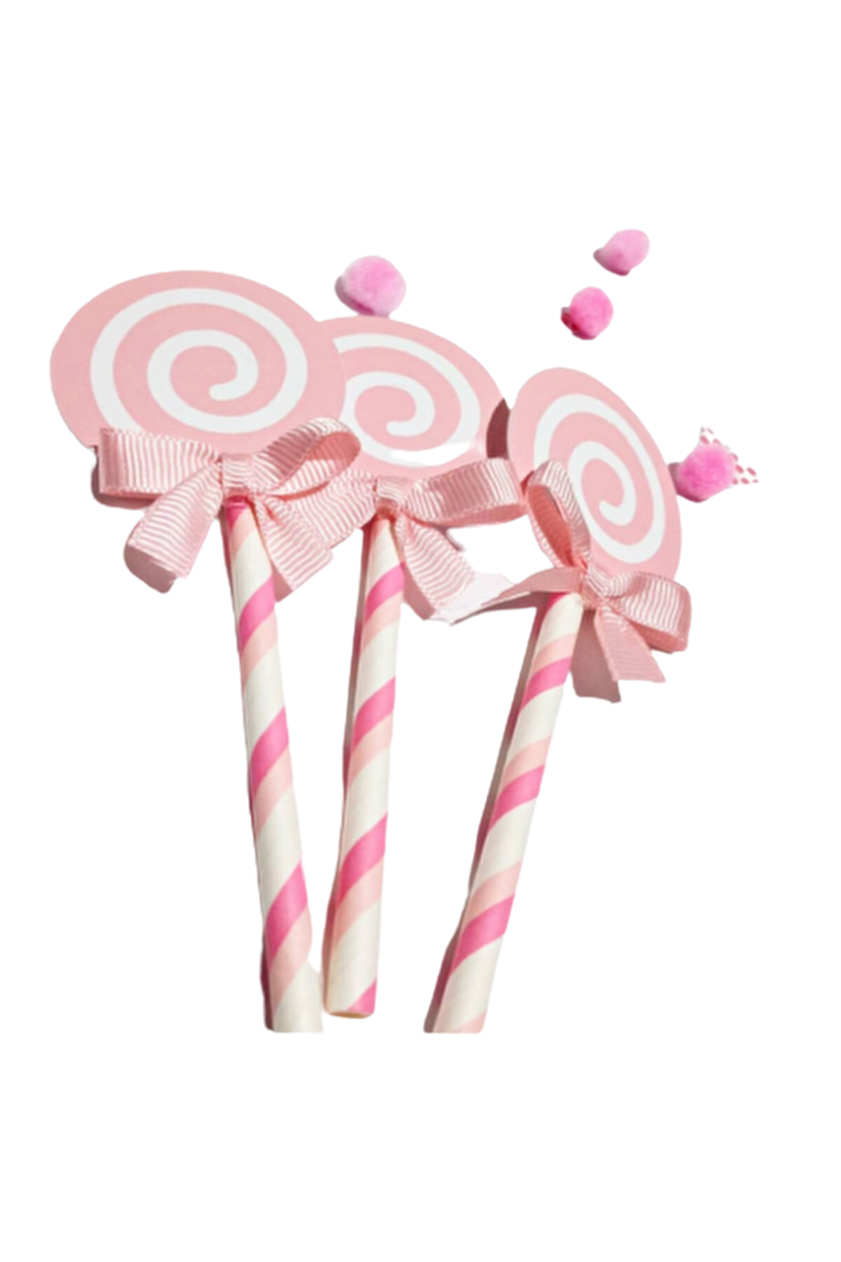 LOLİPOP ŞEKİLLİ PİPET PASTA SÜSÜ PEMBE 6'LI (13CM)