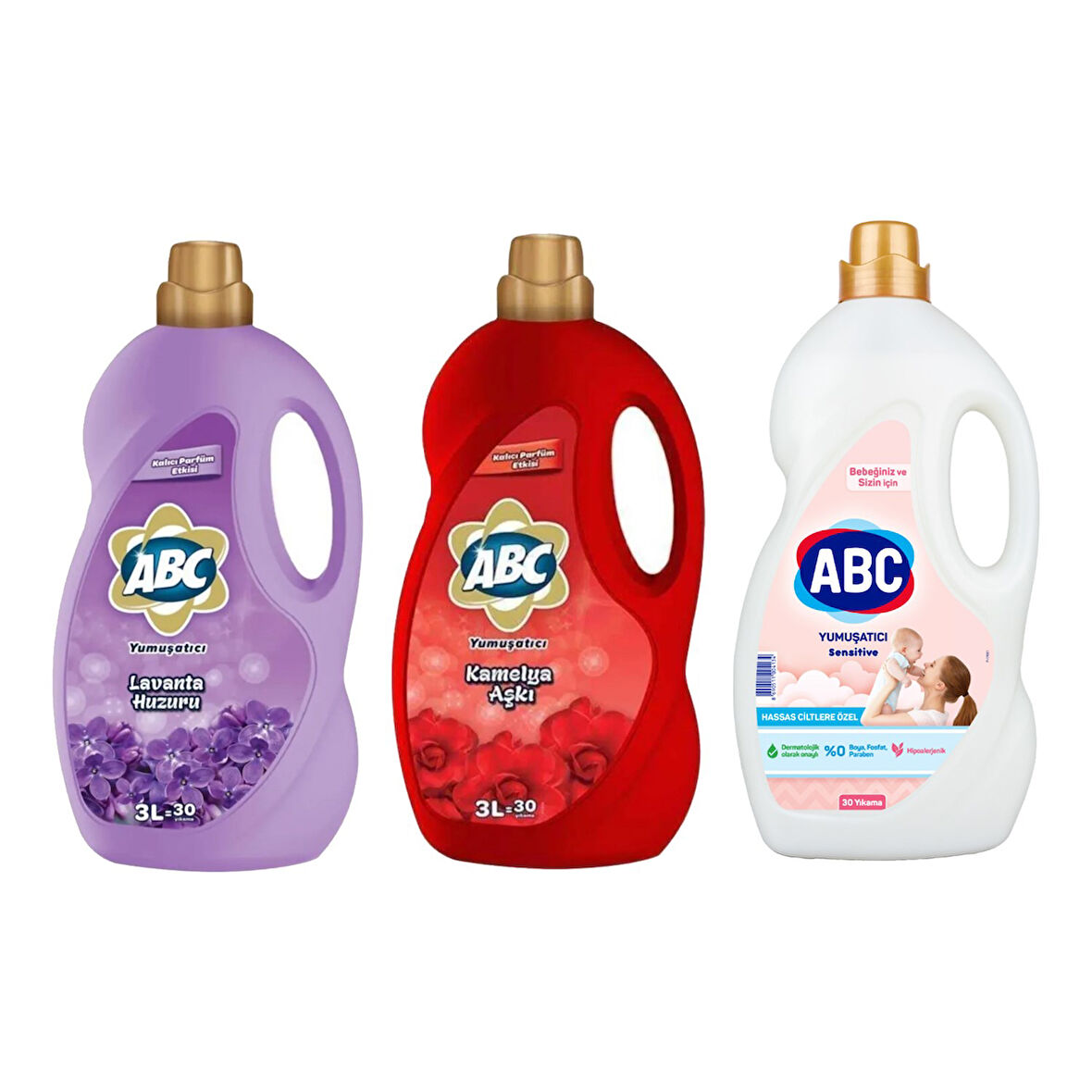 ABC Yumuşatıcı 3 lt 3 lü Karma Paket (Aşk-Lavanta-Sensitive)