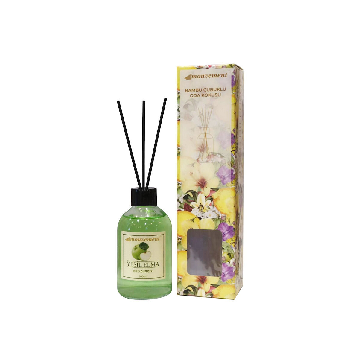 100 Ml Yeşil Elma Çubuklu Oda Kokusu – Dinamik ve Canlı Koku