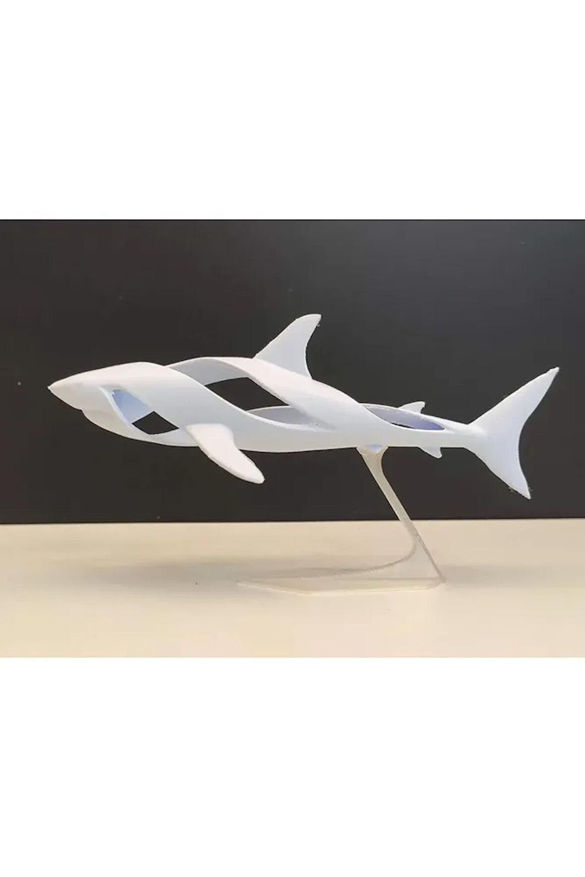 Köpek Balığı Masa Süsü Biblo Hediyelik 15cm Beyaz Plastik