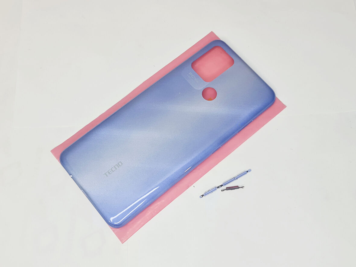 Tecno POVA Uyumlu FULL KASA Arka Kapak Batarya Kapağı - AÇIK MAVİ