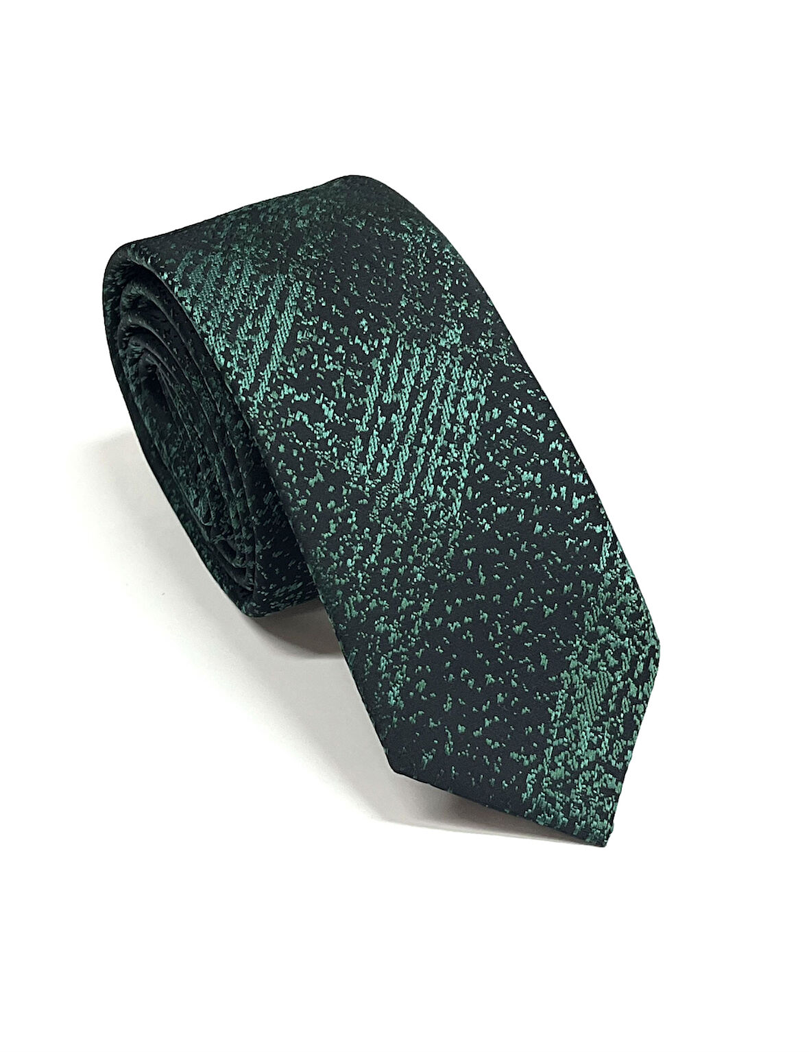 Siyah Yeşil Gölge Desenli Slim Kravat