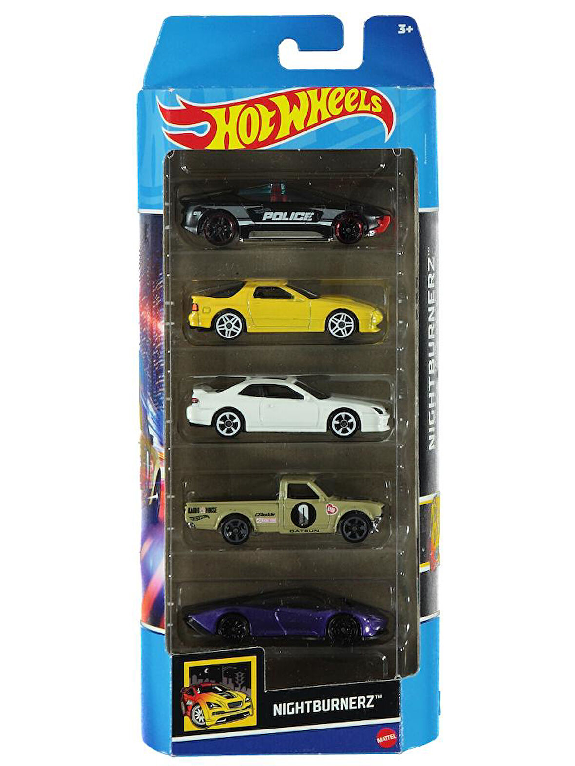 HOTWHEELS 5'li Araba Seti metal Hw Glow Wheels Lisanslı hot wheels