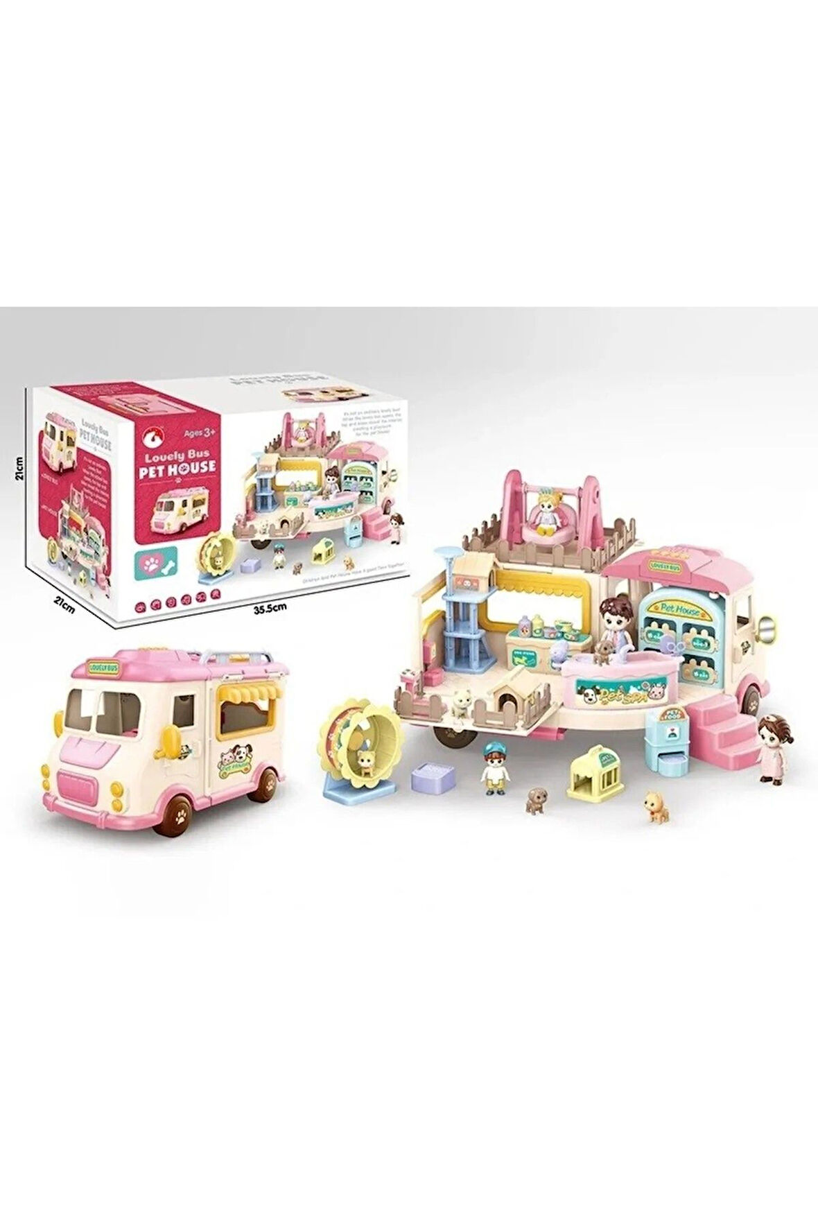 Vardem Kutulu Sesli Aksesuarlı Açılıp-Katlanabilir Karavan Hayvan Karavanı Oyun Seti