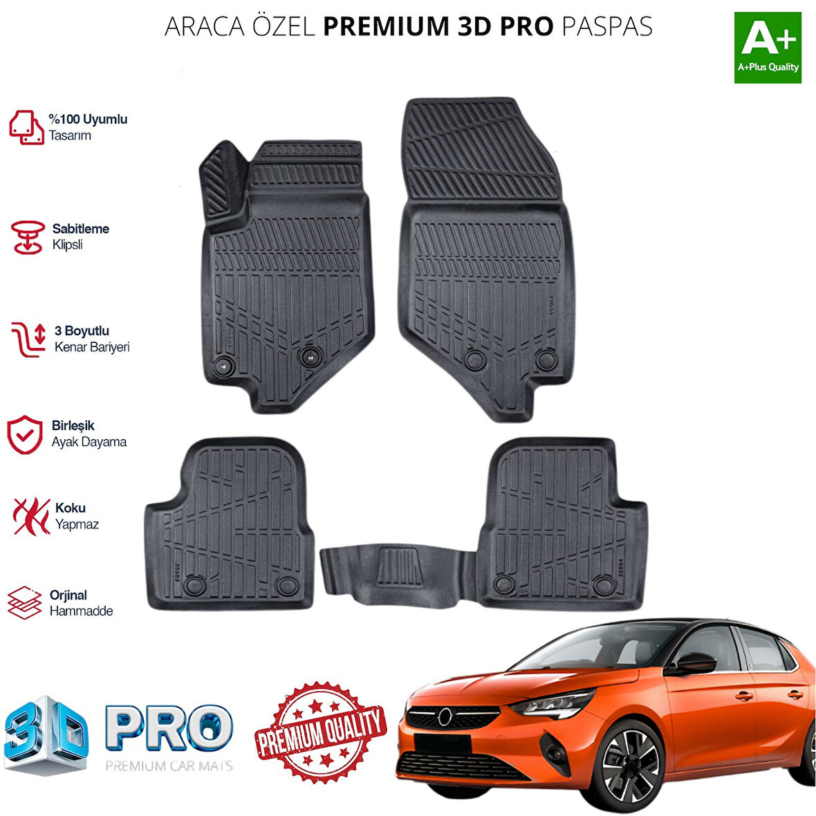 CORSA E ARACA ÖZEL 3D PASPAS 2014 2015 2016 2017 2018 2019