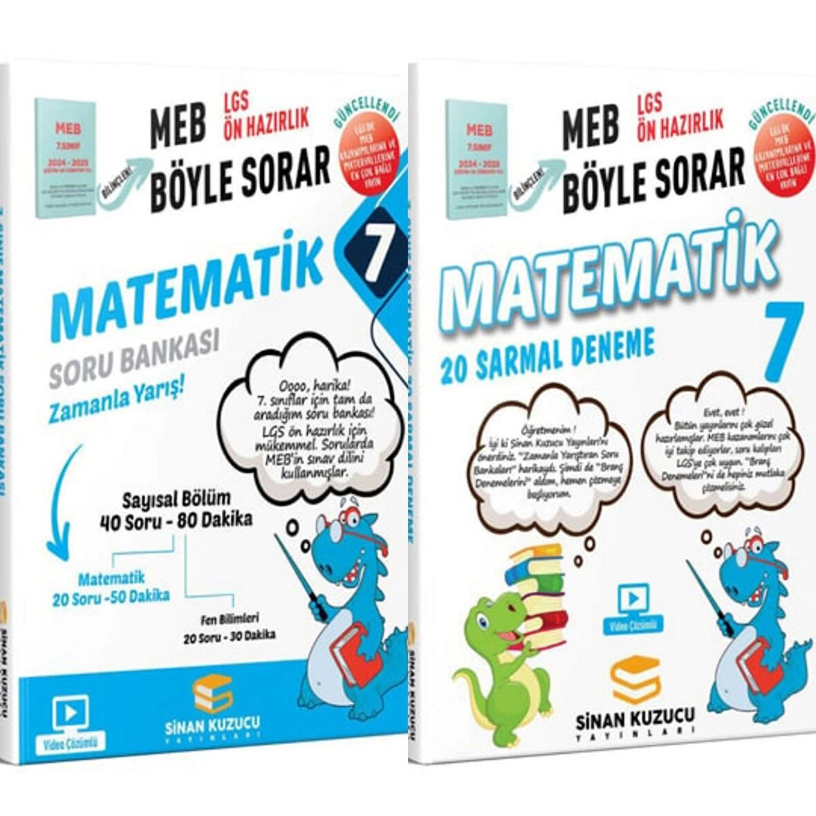 Sinan Kuzucu Yayınları 2025 7.Sınıf Matematik Soru Bankası ve  Matematik 20'li Sarmal Deneme