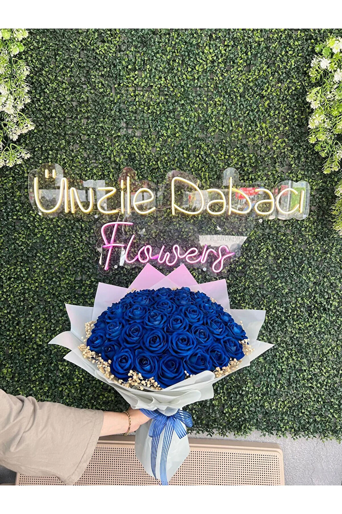 41 li yapay mavi gül buketi