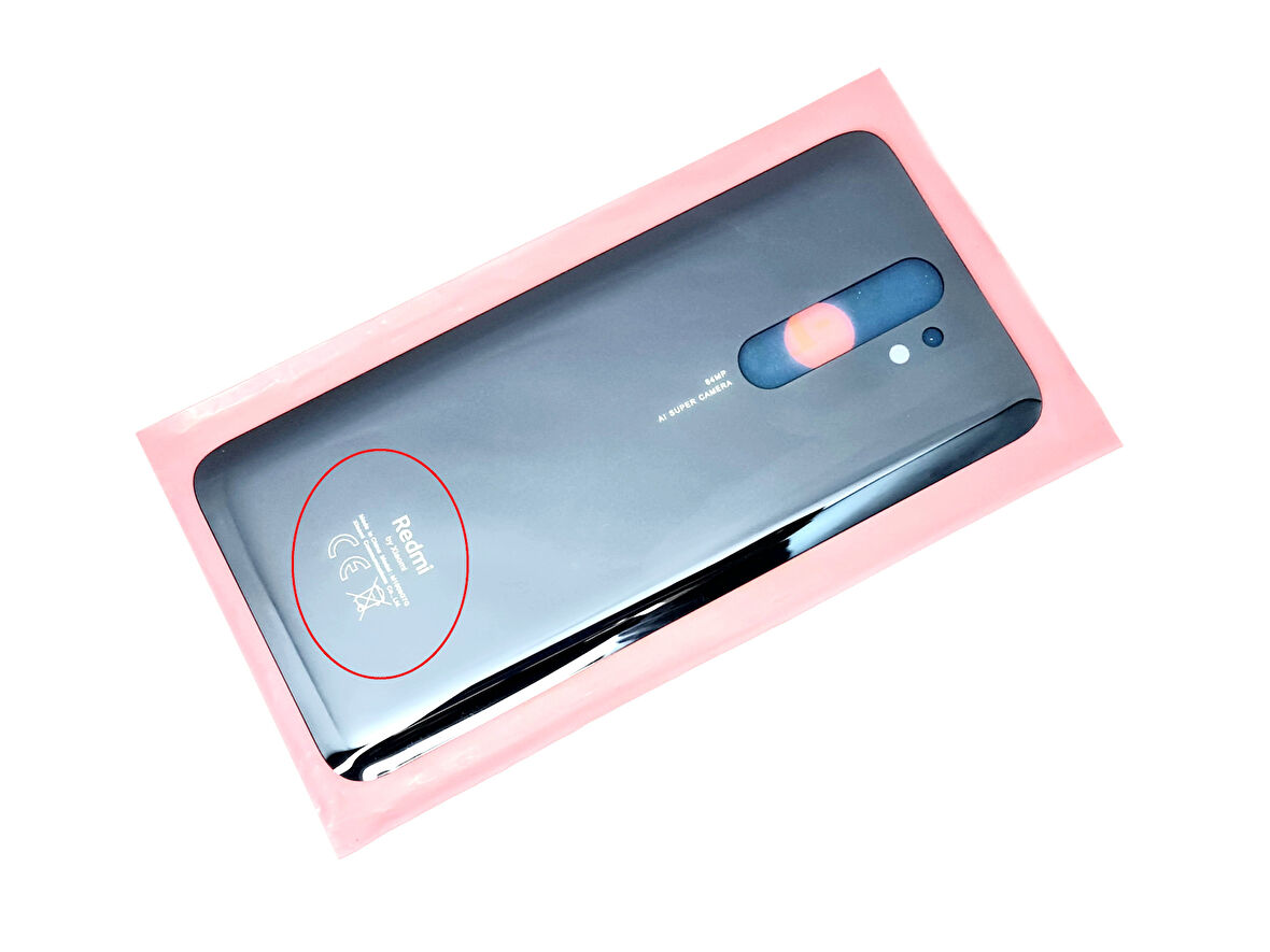 Tkgz Xiaomi Redmi NOTE 8 PRO Arka Pil Batarya Kapağı (C.C Logolu CAM) SİYAH